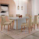 Ver imagem 1 de Mesa de Jantar Diane 180cm Tampo MDF Vidro 6 Cadeiras Isadora Moderna Turim 07 Naturale Serigrafia