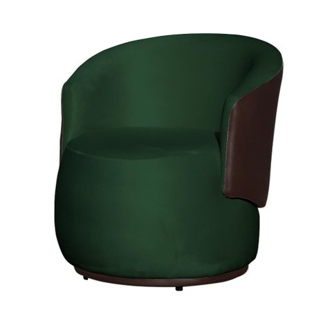 Poltrona Organica Recepção para Sala Aisha Corano Marrom e Veludo Verde - Incasa Decor