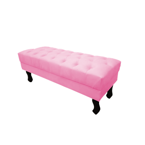 Recamier Luis Xv Capitonê Retrô 120cm Suede Rosa Bebê Pés Madeira Ms Decor