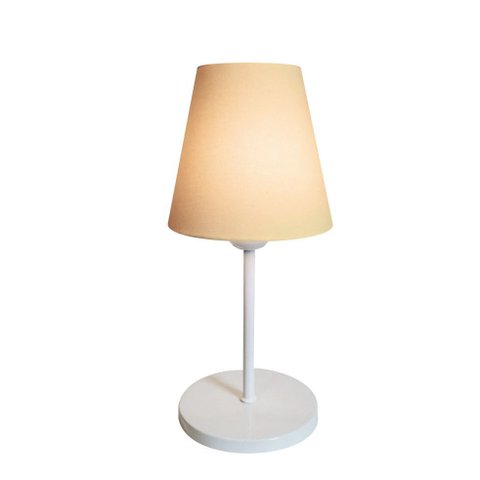 Abajur Cabeceira Para Quarto Cone Vivare Md-2005 Cúpula em Tecido Cone - Bivolt - Branco / Algodão C