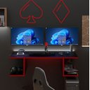 Ver imagem 2 de Mesa Suspensa Escrivaninha Computador 900x420 C/ Prateleiras	 - Vermelho