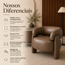 Ver imagem 4 de Poltrona Curva Orgânica Moderna Corino Marrom Sala Quarto Recepção Escritório Premium