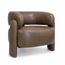 Ver imagem 2 de Poltrona Curva Orgânica Moderna Corino Marrom Sala Quarto Recepção Escritório Premium