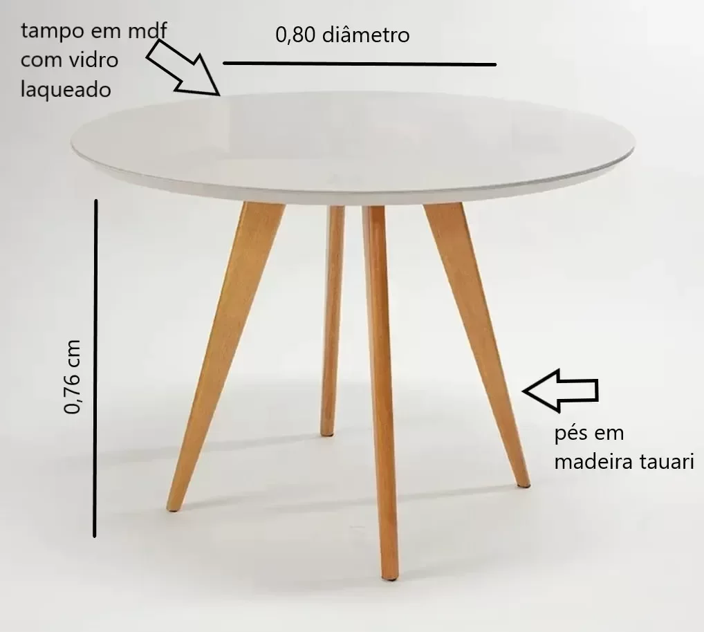Mesa de jantar redonda Sofia 0,80 cm Off White - 2