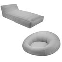 Ver imagem 1 de Conjunto Chaise e Puff Inflável Área Externa Akira com Capa de Olefin Cinza G56 - Gran Belo