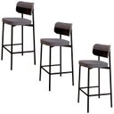 Ver imagem 1 de Banqueta Alta Bar Estofada Kit 3 Ella M25 Linho Cinza/preto - Mpozenato