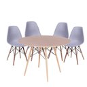 Ver imagem 1 de Conjunto Mesa Eames Dsw Freijó com a Base de Madeira 120cm + 4 Cadeiras Eames Dsw Cinza