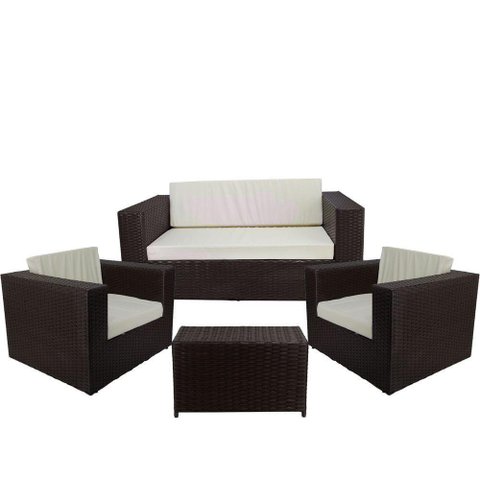 Conjunto De Poltronas E Mesa Classe A, Branco Gelo Tabaco