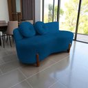 Ver imagem 1 de Namoradeira Sofá Feijão Lounge Orgânica Couro Azul Marinho