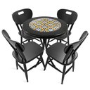 Ver imagem 1 de Cj Mesa Madeira Azulejo 60cm - Bistrô Fixa 78cm + 4 Cadeiras 43 - Preta - Anos Dourados