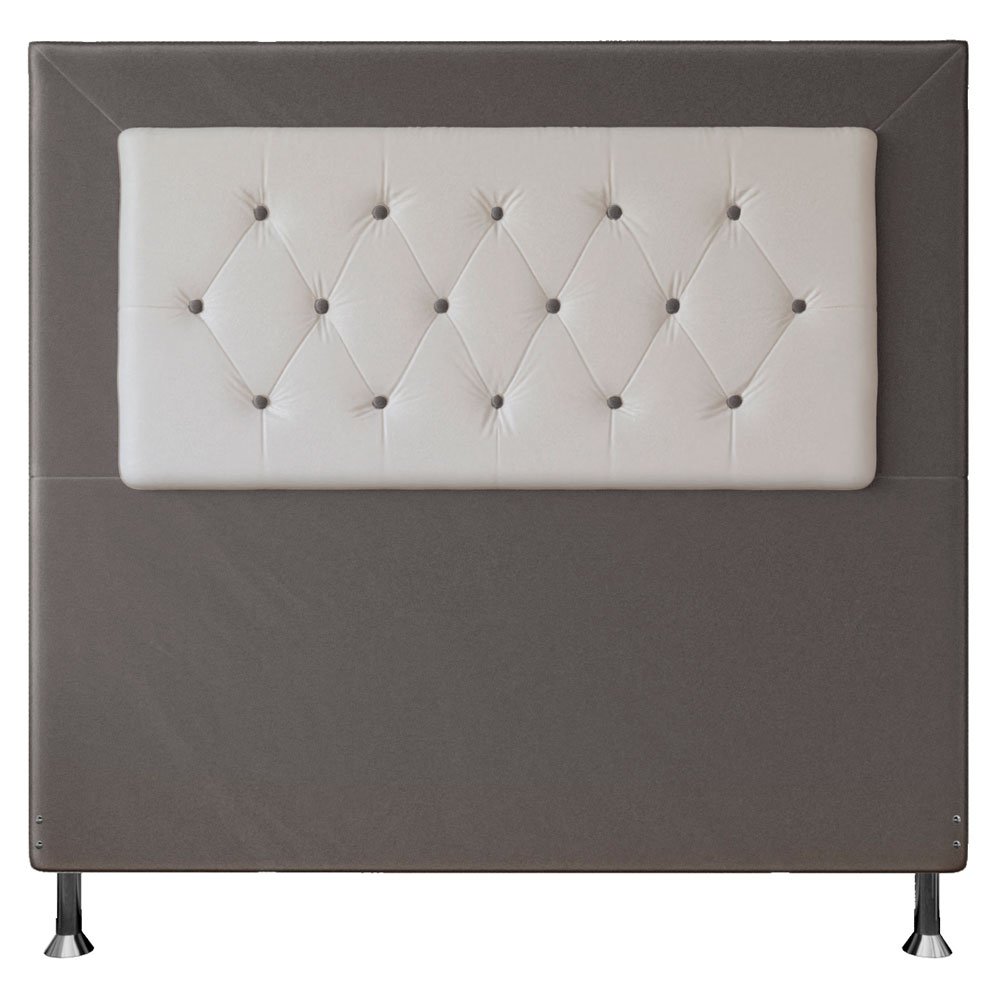 Cabeceira Casal 1,40m Havana Suede com Corino Branco - Pallazio - Cinza - 1