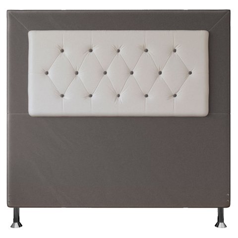 Cabeceira Casal 1,40m Havana Suede com Corino Branco - Pallazio - Cinza