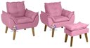 Ver imagem 1 de Kit 02 Poltrona/cadeira Decorativa e Puff Glamour Rosê com Pés Quadrado Rosê