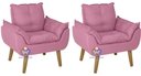 Ver imagem 2 de Kit 02 Poltrona/cadeira Decorativa e Puff Glamour Rosê com Pés Quadrado Rosê