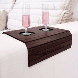 Esteira Bandeja Apoio de Braco Sofá Porta Copo Garrafa Poltrona Cor Embuia (Brx / Bf-110 Embuia) - 1