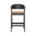 Ver imagem 3 de Banqueta Alta Bistrô Miami Encosto Anatômico Curvo - Preto - Assento Estofado Corano Marrom Mescla