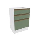 Ver imagem 1 de Balcão 3 Gavetas Kappesberg Celeste 100% Mdf Branco/verde Oliva 60cm