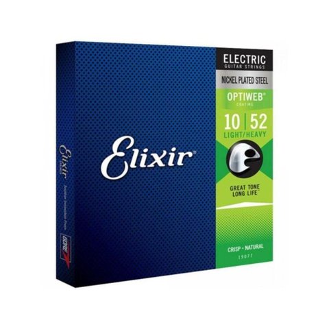 Encordoamento para Guitarra 010 Light Heavy Optiweb 19077 Timbre Vivo Toque Natural Aço Elixir