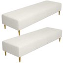 Ver imagem 1 de Kit 02 Puffs Decorativo Sala de Estar Bali W01 Pés Palito 190x60cm Linho Champagne - Lyam Decor
