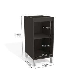 Balcão de Cozinha Geometric 40cm 01 Porta M721 Kappesberg - Kappesberg Preto Fosco/Nogueira - 2 Balcão de Cozinha Geometric 40cm 01 Porta M721 Kappesberg - Kappesberg Preto Fosco/Nogueira - 2