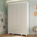 Ver imagem 1 de Guarda-roupa Infantil 122cm 4 Portas e 2 Gavetas Allegra Multimóveis Mp4443 Branco/off White