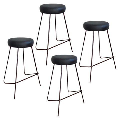 Kit 4 Banqueta Banco Aço Média Cozinha Bar Balcão 63cm Preta
