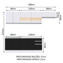 Ver imagem 4 de Armário de Cozinha Completa 280cm Branco/Preto/Branco Marcela Madesa 03