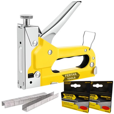 Grampeador Pinador Manual Profissional 3 em 1 Pressão Grampos T-u-reto 4 - 14mm + 2200 Grampos | Fer