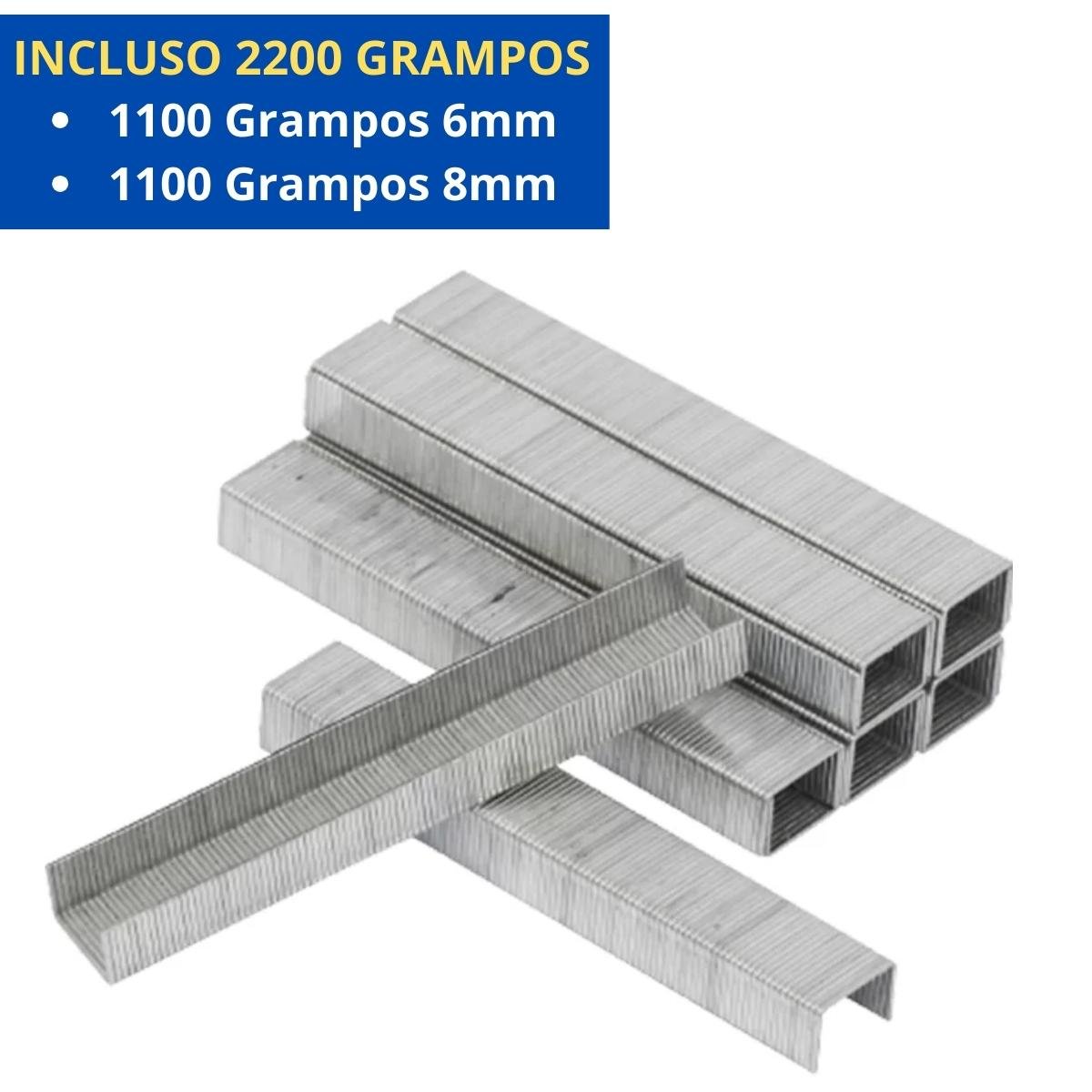 Grampeador Pinador Manual Profissional 3 em 1 Pressão Grampos T-u-reto 4 - 14mm + 2200 Grampos | Fer - 3