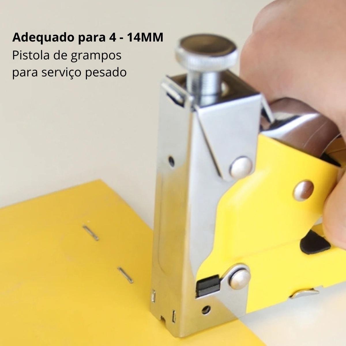 Grampeador Pinador Manual Profissional 3 em 1 Pressão Grampos T-u-reto 4 - 14mm + 2200 Grampos | Fer - 10