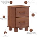 Ver imagem 3 de Mesa de Cabeceira 2 Gavetas Madeira Maciça Selena F06 Imbuia - Lyam Decor
