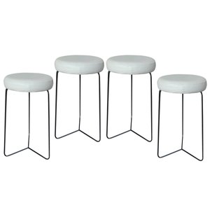 Kit 4 Banqueta Banco Aço Média Cozinha Bar Balcão 60cm Bege