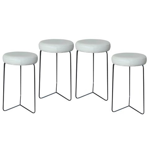 Kit 4 Banqueta Banco Aço Média Cozinha Bar Balcão 60cm Bege