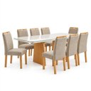 Ver imagem 2 de Conjunto Sala de Jantar 8 Lugares Retangular Tampo Vidro/MDF 200x90cm Mesa e Cadeiras Lyra