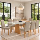 Ver imagem 1 de Conjunto Sala de Jantar 8 Lugares Retangular Tampo Vidro/MDF 200x90cm Mesa e Cadeiras Lyra