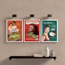 Ver imagem 1 de Kit 3 Quadros para Banheiro Propagandas antigas 24x18cm:madeira Preta