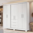 Ver imagem 5 de Conjunto de Quarto com 1 Guarda-Roupa e 1 Cômoda Branco
