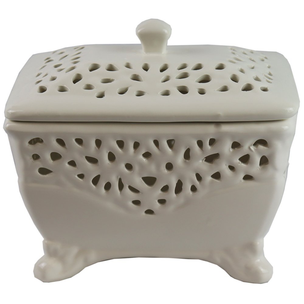Caixa Decorativa De Cerâmica Creme | MadeiraMadeira