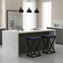 Ver imagem 2 de Kit 2 Banqueta Z 80 Cm Alta Bistrô Bancada Cozinha Moderno Corino Cor:azul Marinho