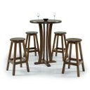 Ver imagem 2 de Bistrô Redondo com 4 Banquetas Madeira Maciça Castanho