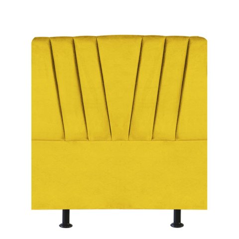 Cabeceira Estofada Bélgica 90cm Solteiro Para Cama Box Quarto Suede Amarelo - Gat Magazine