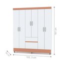 Ver imagem 3 de Guarda-roupa Ideal 6 Portas Branco Camarim 3 Cabideiros 2 Gavetas 153cm