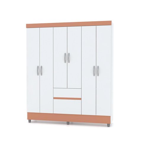 Guarda-roupa Ideal 6 Portas Branco Camarim 3 Cabideiros 2 Gavetas 153cm
