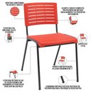 Ver imagem 3 de Kit 06 Cadeiras Empilhável Fixa Escritório Multiuso Base Preta Kimi P03 Vermelho - Lyam Decor