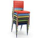 Ver mais imagens de Kit 06 Cadeiras Empilhável Fixa Escritório Multiuso Base Preta Kimi P03 Vermelho - Lyam Decor