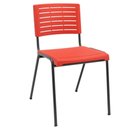 Ver imagem 2 de Kit 06 Cadeiras Empilhável Fixa Escritório Multiuso Base Preta Kimi P03 Vermelho - Lyam Decor
