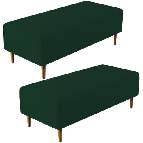 Kit 02 Puffs Bali Pés Palito 120x50 Cm Suede Verde Musgo