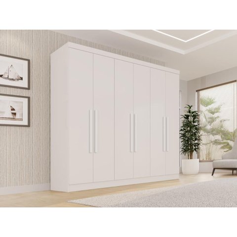 Guarda-Roupa Casal com 6 Portas e 2 Gavetas 180cm Multimóveis Branco