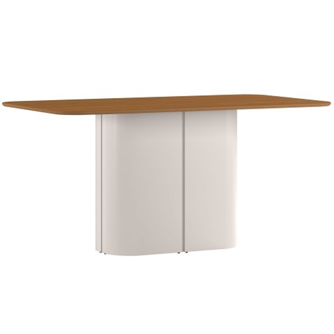 Mesa de Jantar para 6 Lugares 160cm Tampo em Mdf Serena Off White/ypê - New Ceval