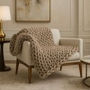 Ver imagem 1 de Manta Sofá/poltrona de Maxi Tricot 0,90x1,20m, Cor Areia - Magma Cotton